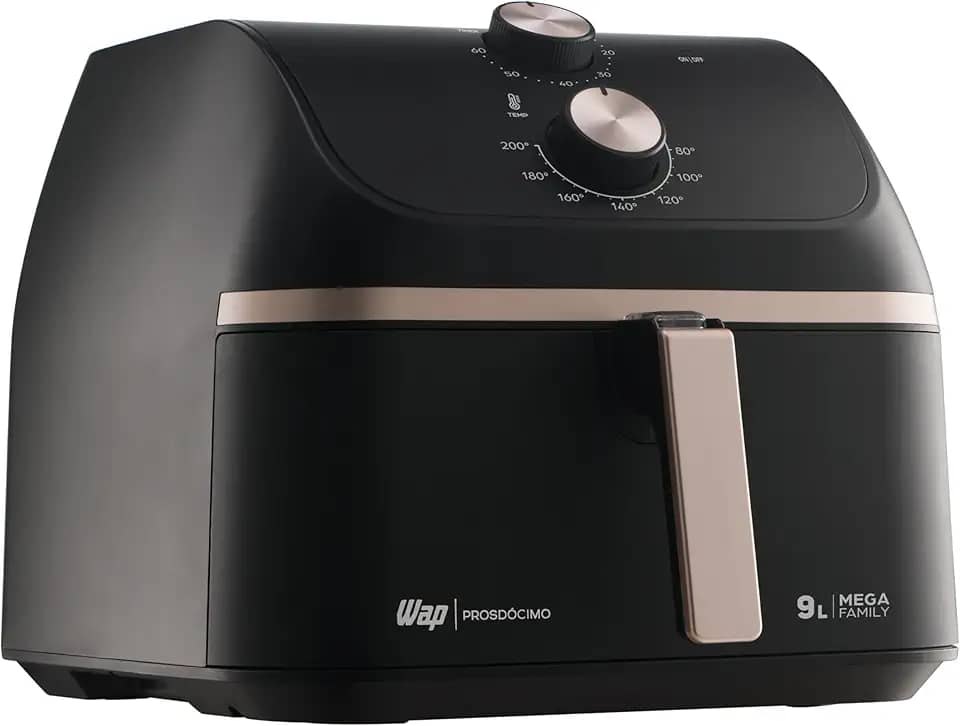 WAP Fritadeira Air Fryer MEGA FAMILY 9 Litros com Cesto Amplo e Circulação de Ar 360°, Timer Sonoro 1900W 127V