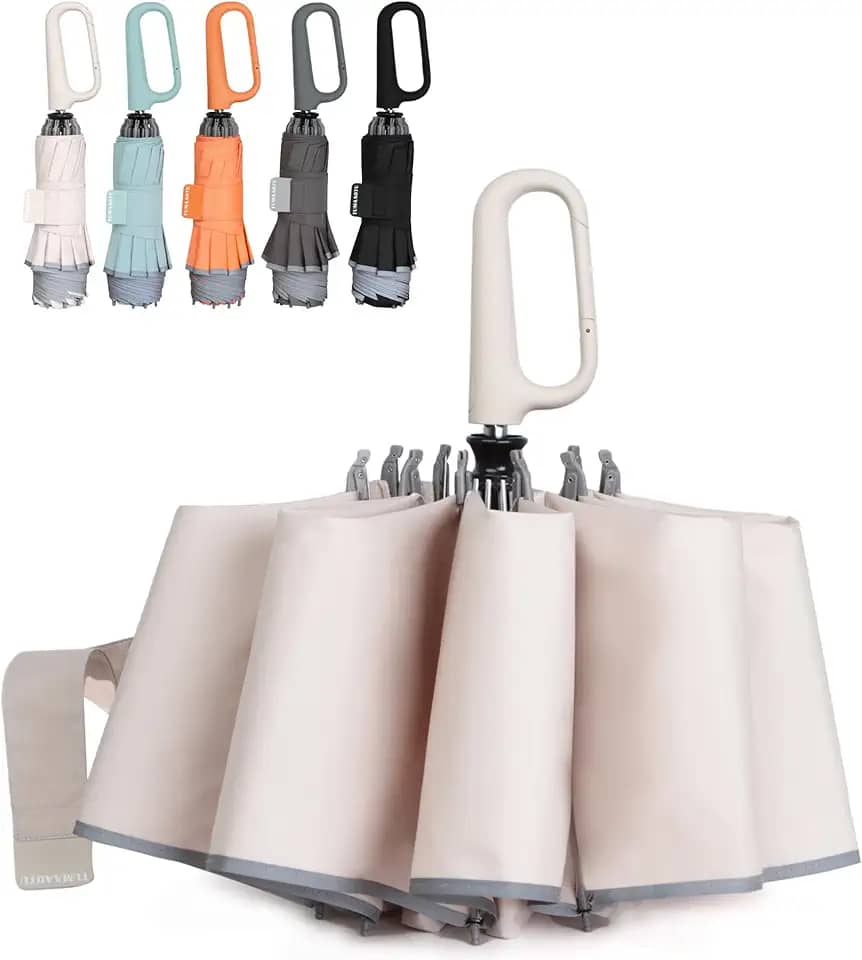 Guarda-chuva invertido com alça de mosquetão, guarda-chuvas à prova de vento para chuva, guarda-chuva dobrável reversível portátil de 116 polegadas, guarda-chuva de carro para mulheres e