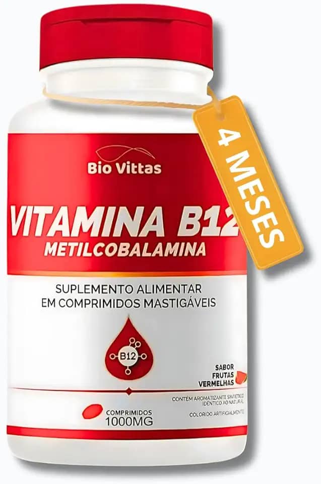 Vitamina B12 Metilcobalamina 120 Comprimidos Mastigáveis 1000mg [4 MESES DE DURAÇÃO]
