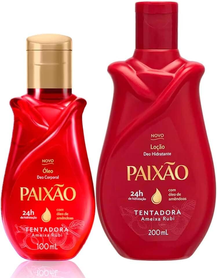 Paixão Kit Tentadora Ameixa Rubi, Loção Hidratante 200ml + Óleo Corporal 100ml, 24h Hidratação com Óleo de Amêndoas