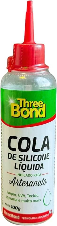 Cola Artesanato Silicone Líquida 100g ThreeBond | EVA, Isopor, Tecido e Papel | Transparente, Sem Manchas | Uso Escolar