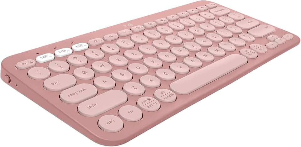 Teclado sem fio Logitech Pebble Keys 2 K380s com Conexão Bluetooth Easy-Switch e Pilha Inclusa - Compatível com PC, Mac, Chrome OS, Android, iOS e Apple TV, Layout US - Rosa