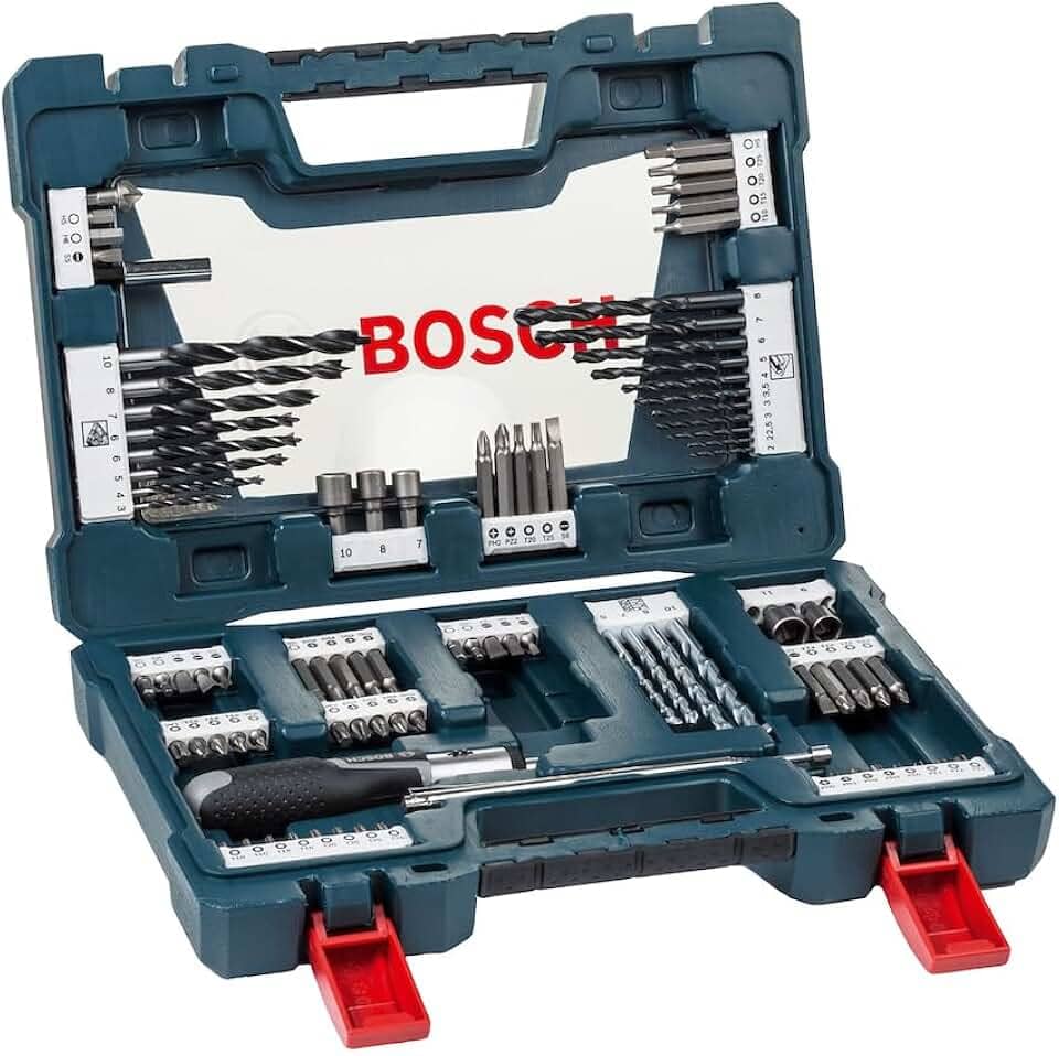Bosch Kit de pontas e brocas em titânio V-Line com 91 peças