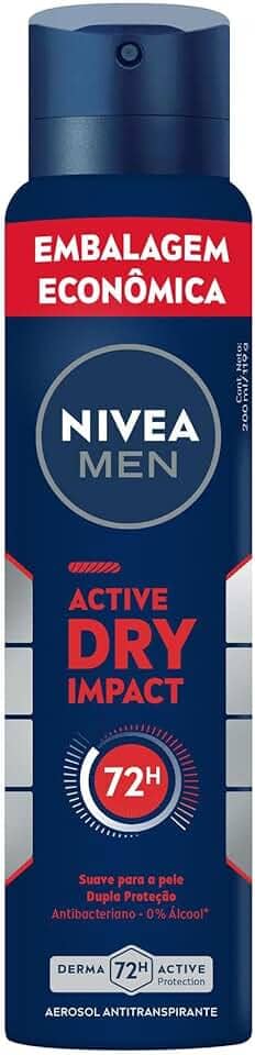 NIVEA MEN Desodorante Antitranspirante Aerossol Dry Impact 200ml - Alta proteção eficaz de 72 horas contra suor e mau odor, 2x mais ativos antitranspirantes e frescor o dia todo