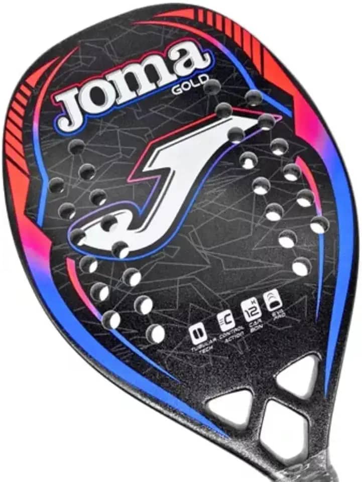 Raquete Beach Tennis Gold Pro 12k azul e vermelho Joma