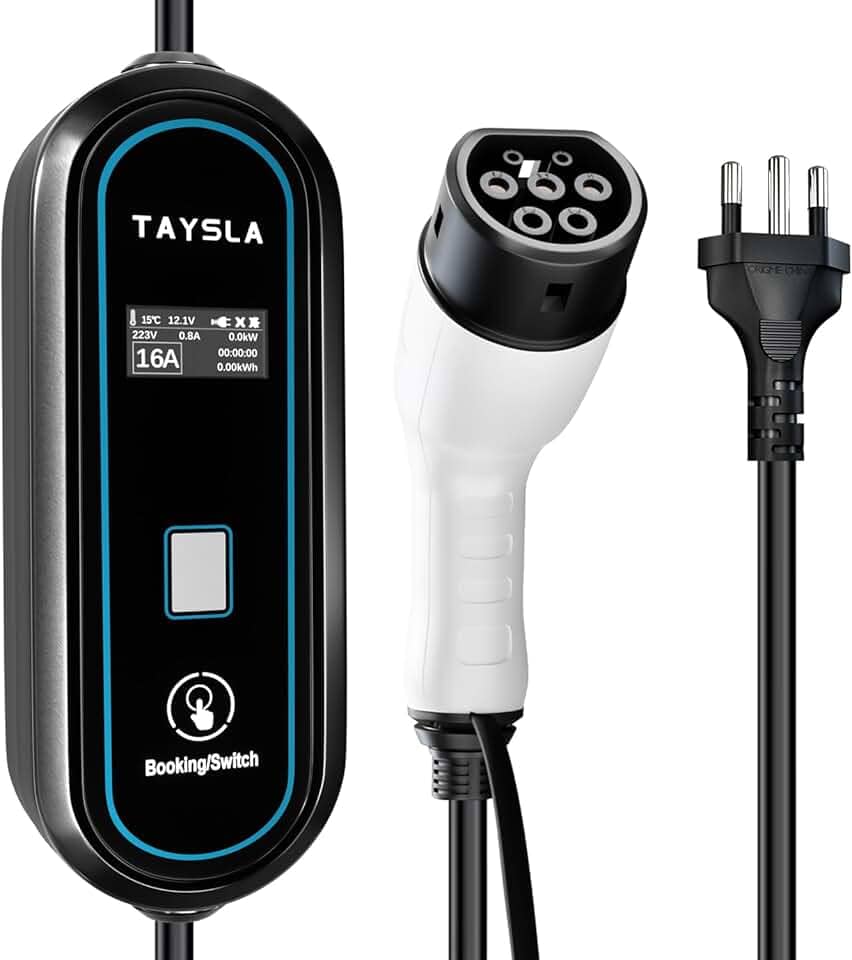 Phantom Portátil Carregador Carro Eletrico EV 3,5KW 8A 10A 13A 16A Tipo 2 3.5M Cabo De Com Tela LED WallBox Plug BR Para Carro BYD Nissan Volvo Acessorios Veiculos