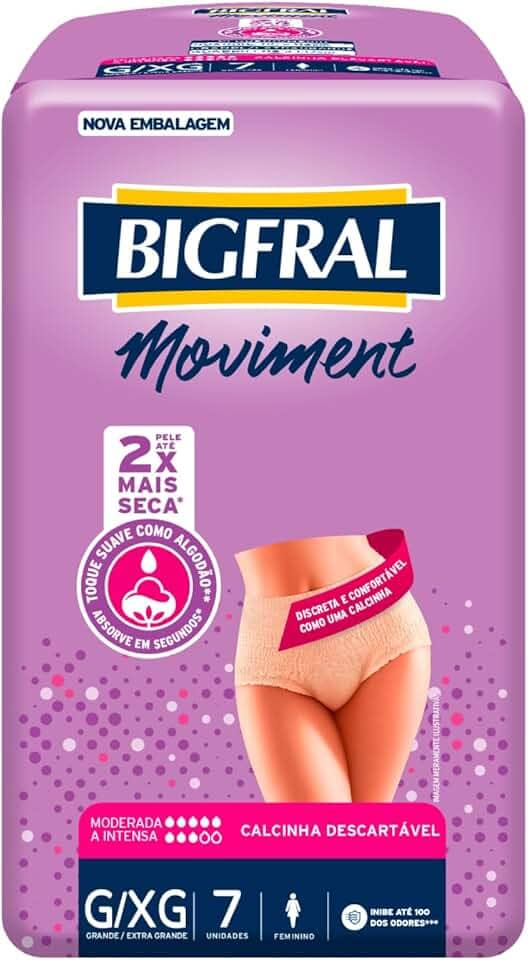 Roupa Íntima Bigfral Moviment Feminina G/XG 7 Unidades