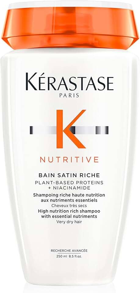 Kérastase Nutritive Bain Satin Riche Shampoo Nutritivo para Cabelos Finos e Médios, Secos e Ressecados, Nutrição Profunda com Ativos Anti-ressecamento 250ml