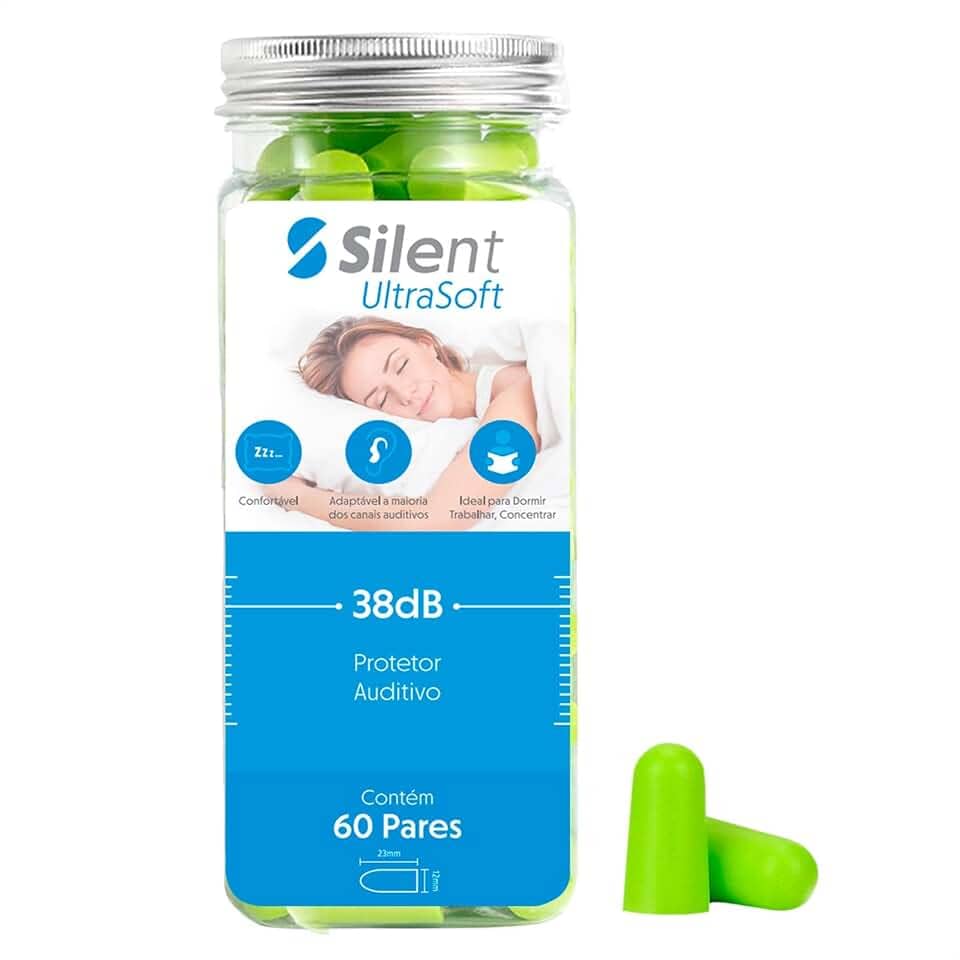 Protetor Auricular Silent Ultra 60 Pares 38dB mais alto NRR, Protetor de ouvido confortáveis para dormir, viajar, concertos, estudar, ruído alto, trabalhar (Verde)
