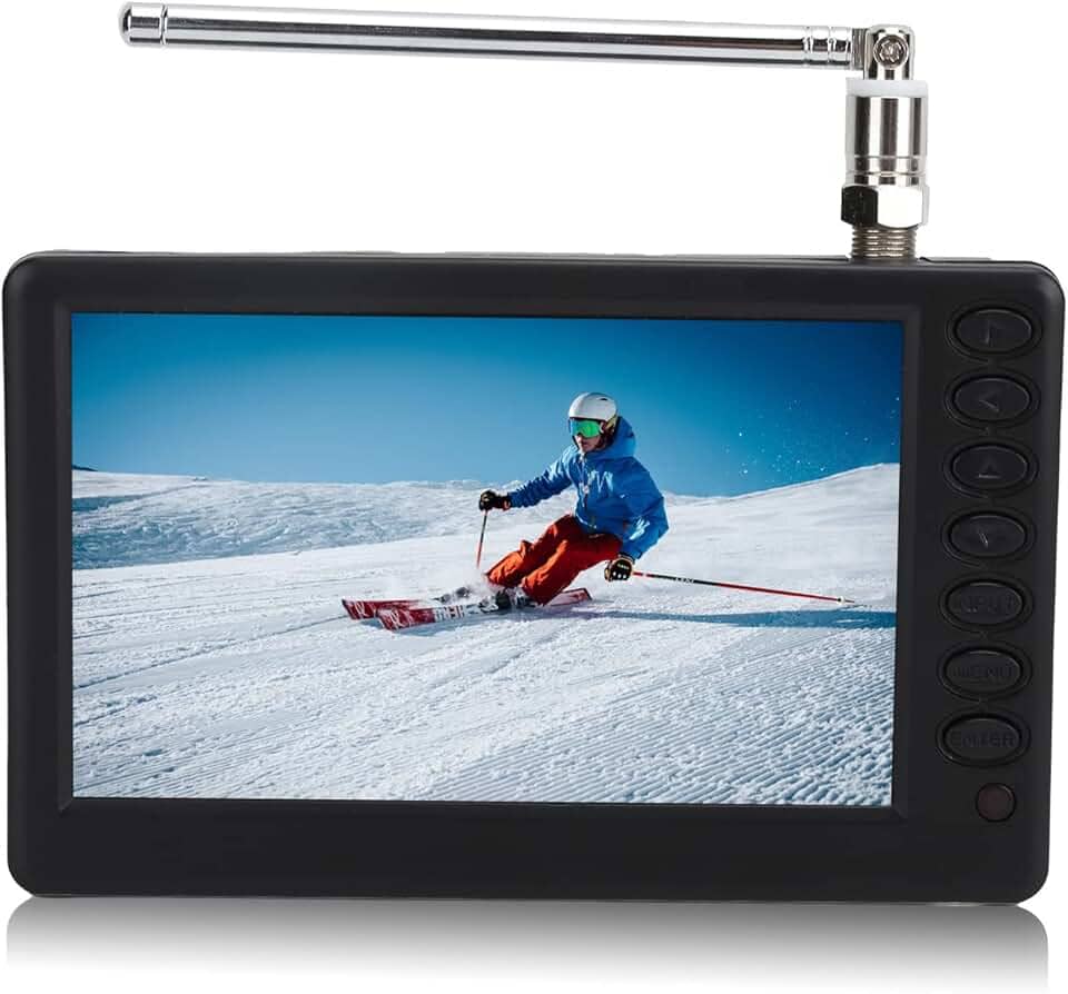 TV portátil de 12 cm, mini TV digital 1080p 2 em 1, rádio FM recarregável, com antena, USB, conector de fone de ouvido, compartimento para cartão de memória, para crianças, carro, viagens ao ar livre