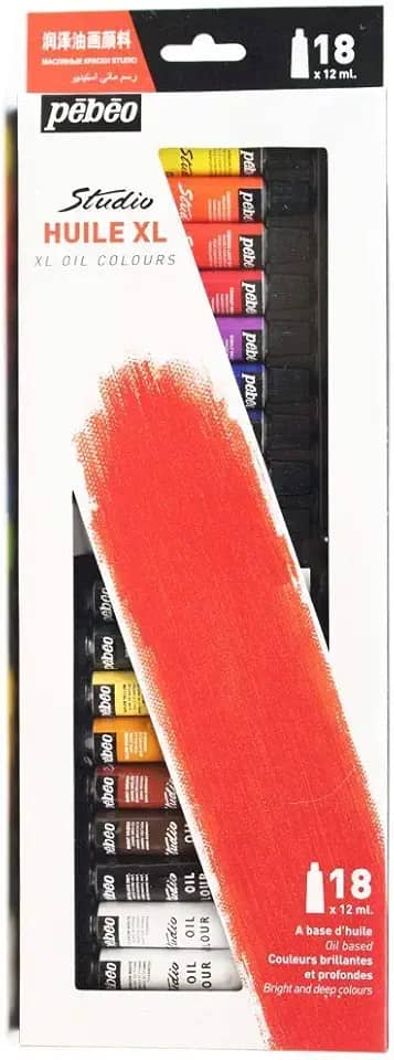 Pébéo Estojo Tinta a Óleo 18 Tubos 12ml,668110, Colorido