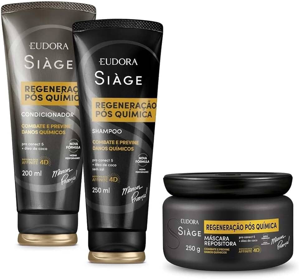 Eudora Kit Siàge Regeneração Pós Química: Shampoo 250ml + Máscara 250g + Condicionador 200ml