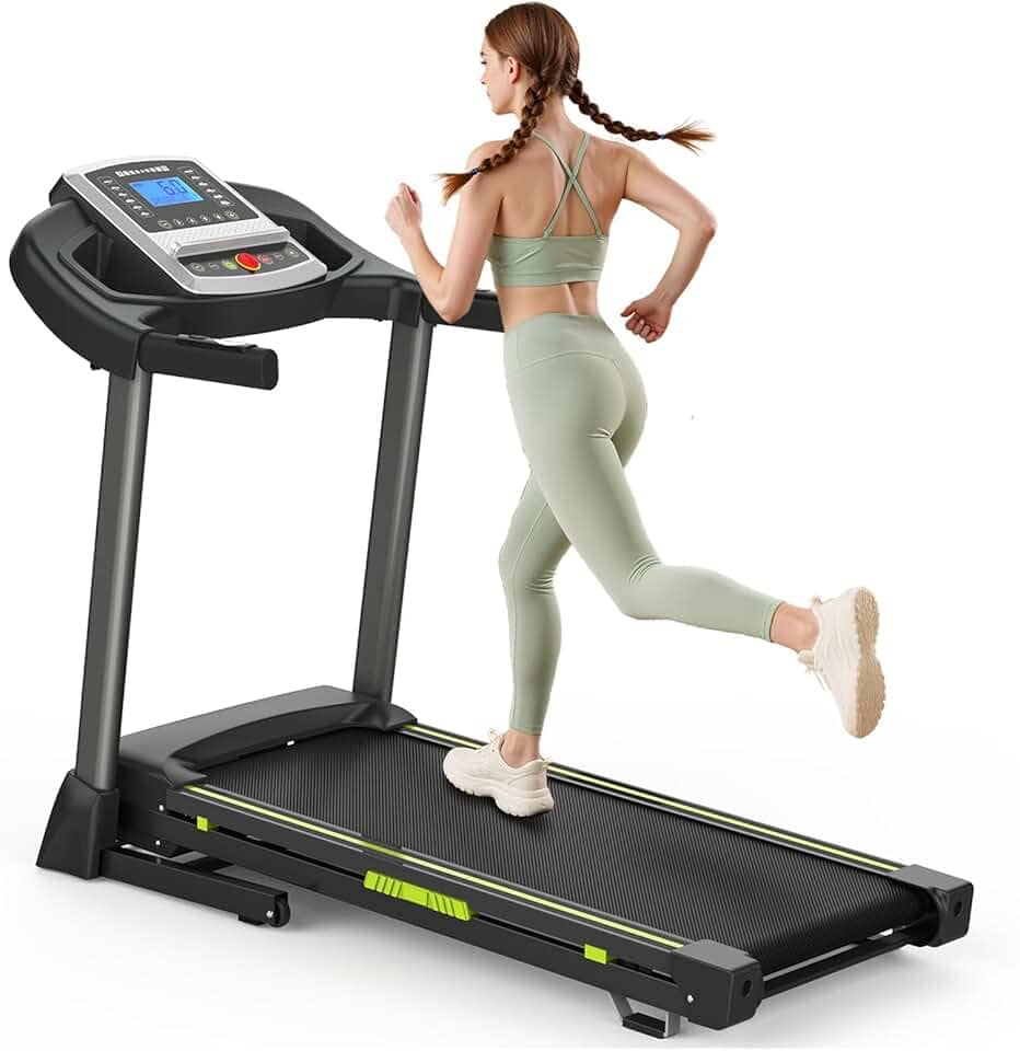 Esteira portátil dobrável com alças, 3,5 HP, 4% de inclinação fixa, 0,5 a 7,5 MPH, capacidade de 150 kg, máquina de corrida elétrica para casa