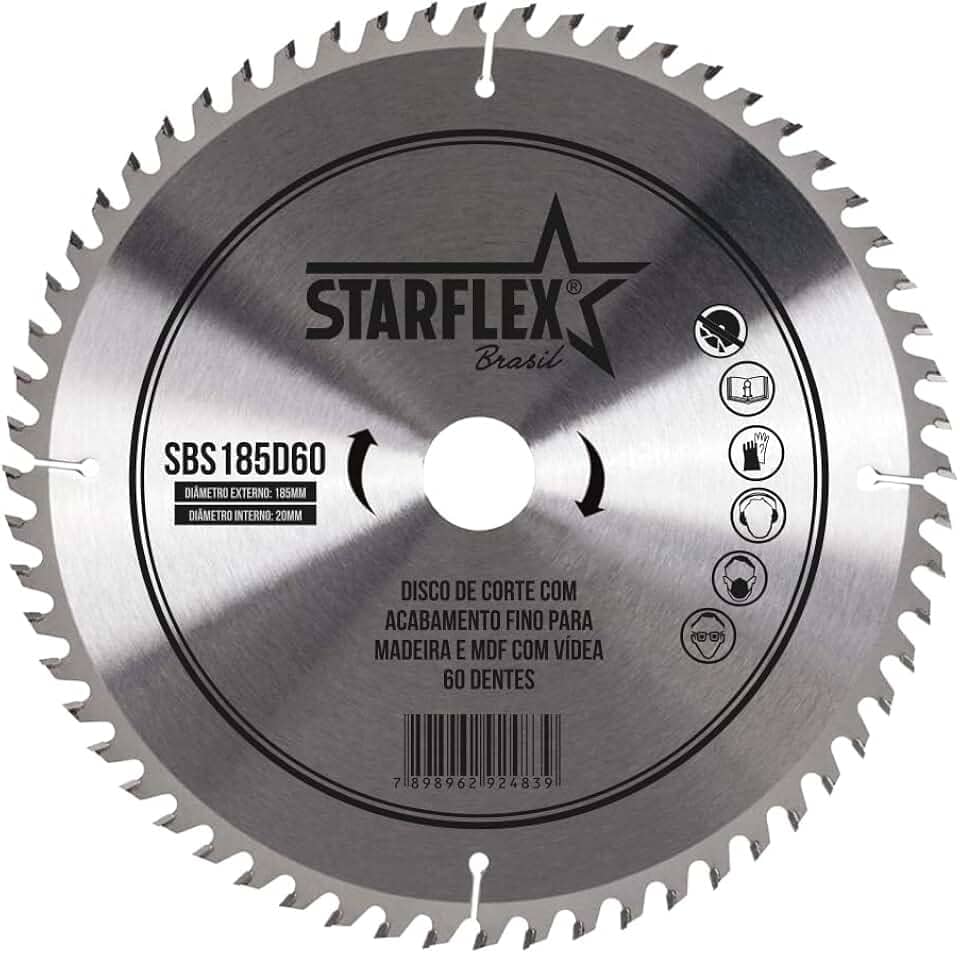 Disco Serra Circular Vídea 7.1/4 (185mm) MDF 60 Dentes SBS185D60 Starflex