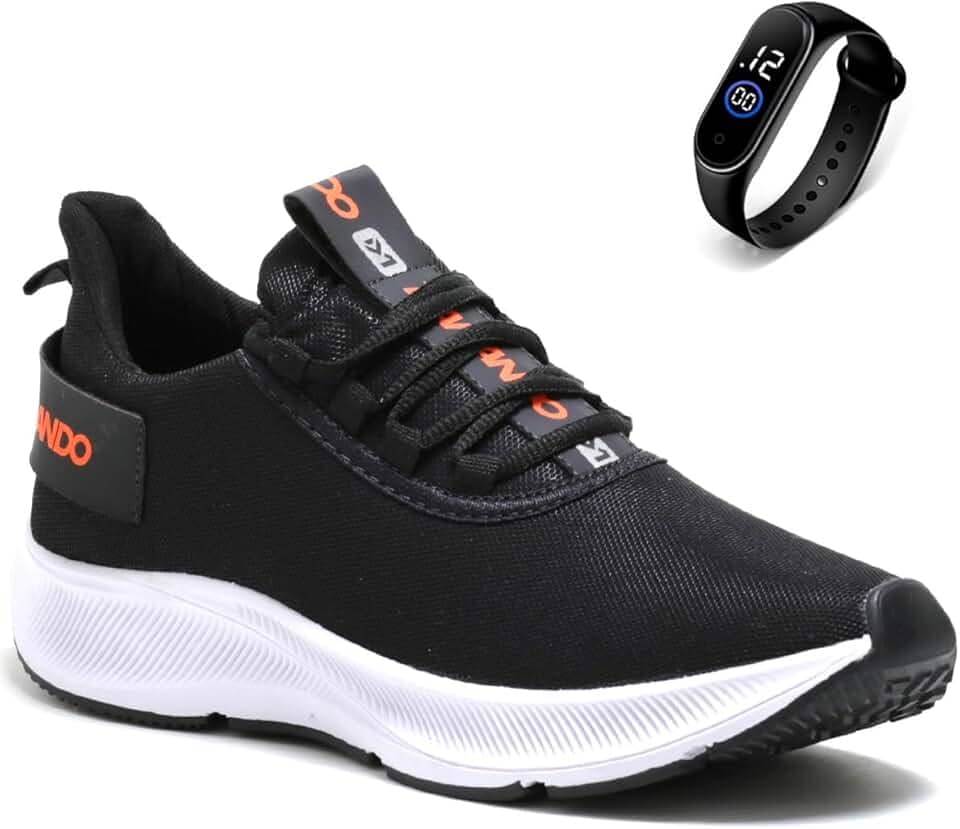 Tenis Masculino Academia Corrida Treino Esportivo Caminhada Confortavel e Leve + Relógio Digital