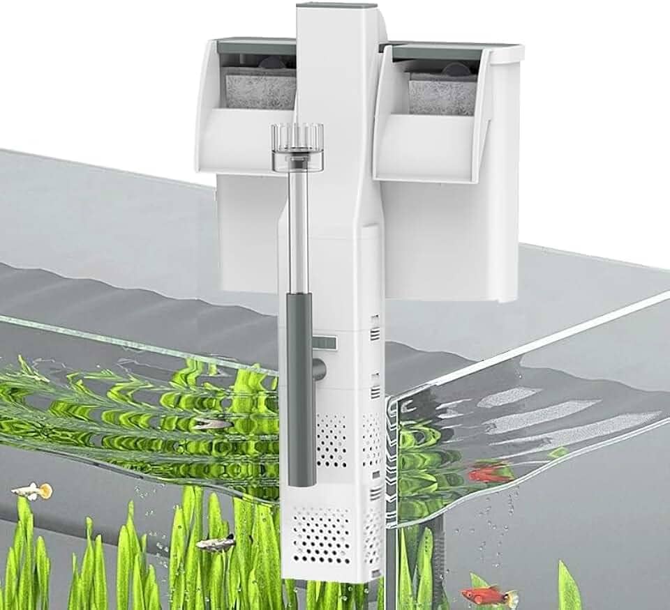 Filtro Suspenso para Aquário -500L/h Início Automático do Filtro para Aquário Suspenso, 5W Fluxo Ajustável, Sistema de Filtro para Desodorização e Descontaminação (220V)