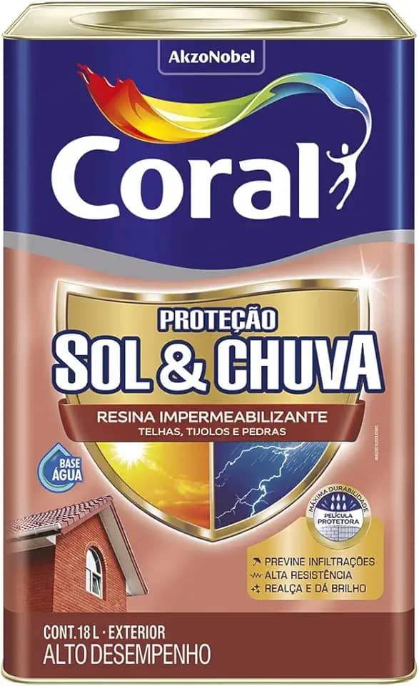 PROTEÇÃO SOL & CHUVA RESINA IMPERMEABILIZANTE CERÂMICA TELHA 18L