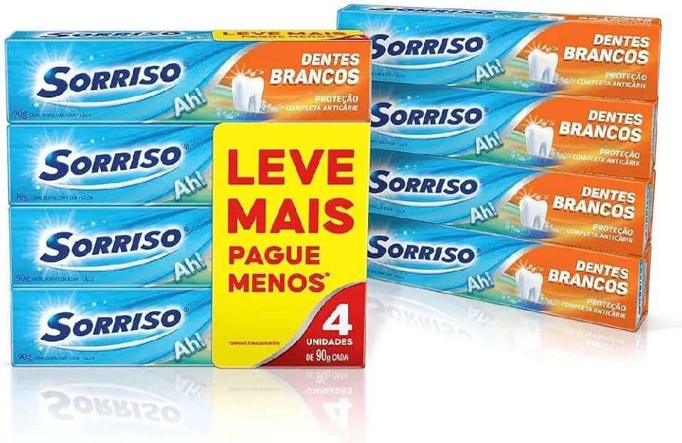 Sorriso Creme Dental Clareador Dentes Brancos 90g 4 unidades