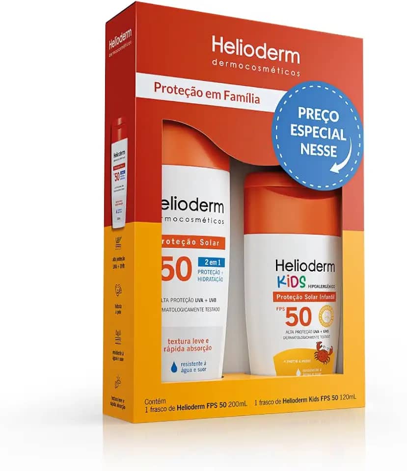 Kit Helioderm Protetor Solar Corpora FPS50 200mL + Kids FPS50 120mL