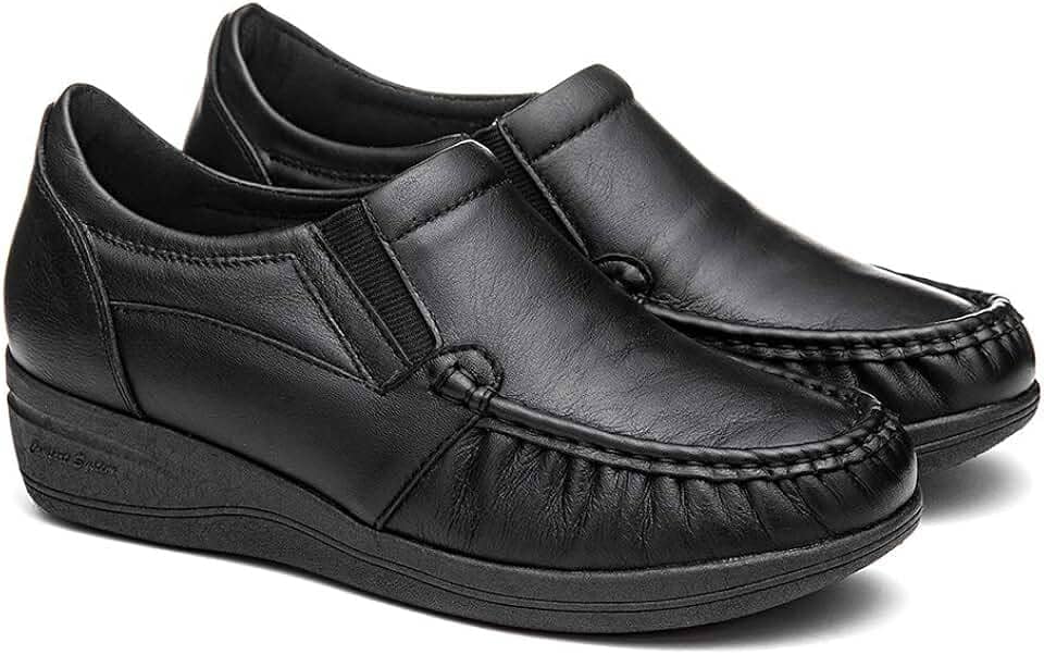 SAPATO FEMININO ORTOPÉDICO PARA ESPORÃO EM COURO LEGÍTIMO MARCA FRANCA BRASIL COR PRETO (37)