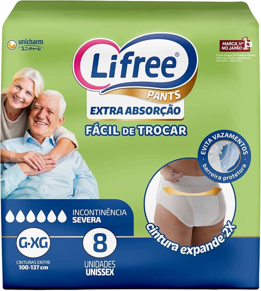 Lifree Fralda Geriátrica Tipo Calça Extra Absorção G/Xg 8 Unidades