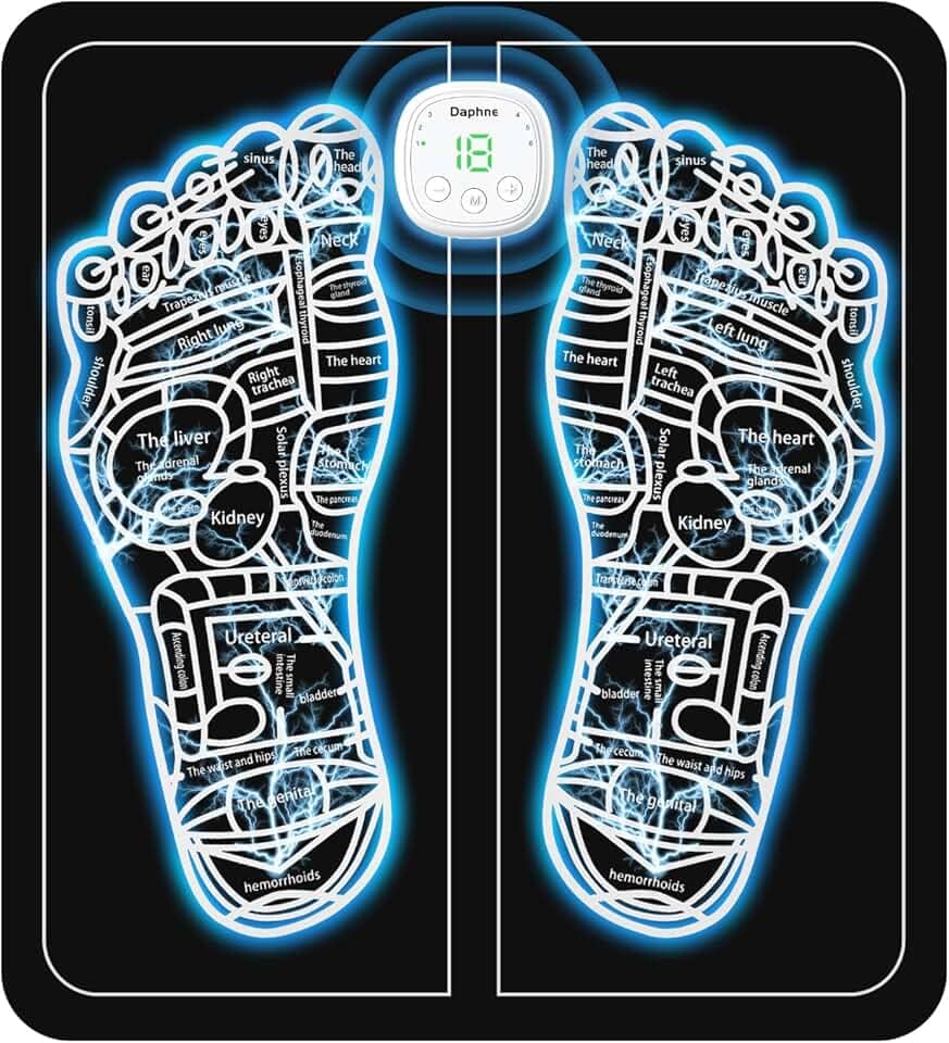 Massageador de pés EMS para neuropatia – Tapete massageador de pés para alívio da dor plantar, melhorar a circulação, relaxamento muscular, estimulador de pé EMS portátil e recarregável com 6