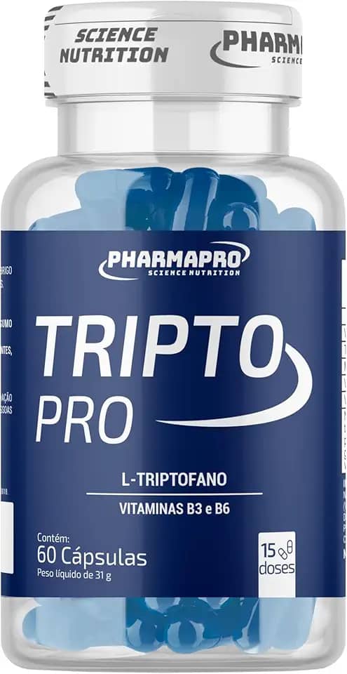 Triptofano 860mg Tripto Pro Pote 60 Capsulas Suplemento em Cáps Aminoácido L-Triptofano Vitaminas B3 Niacina Vitamins B6 Magnésio Importado Original - PharmaPro