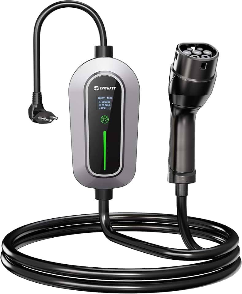 Carregador Portátil para Carro Elétrico BYD GWM VOLVO CHERY TOYOTA, 3,5kW, Bivolt 110v 220v, 6 metros, Wallbox, LED indicador, Tela TOUCHSCREEN