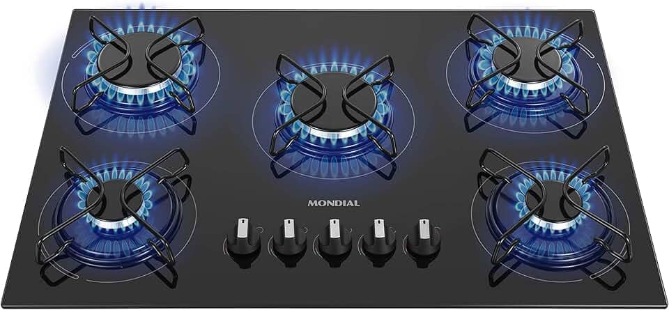 MONDIAL Cooktop a Gás, 5 Bocas, Preto/Inox, Bivolt - CTG-02