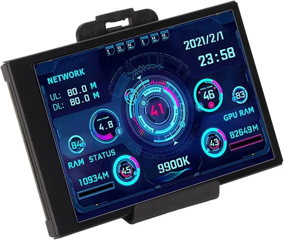 Monitor de temperatura do computador do computador, 3.5in ips usb mini tela aida64 pc cpu ram monitor de dados do pc tela de exibição do painel do sensor para windows