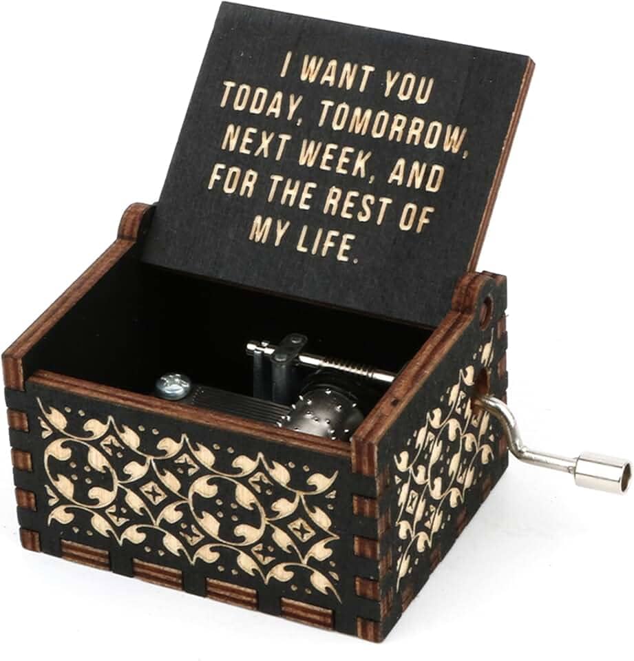 Caixa musical com manivela gravada, mecanismo antigo, vintage, presente personalizável para marido para esposa linda no aniversário, Natal, Ação de Graças, presente de casal para o dia dos namorados