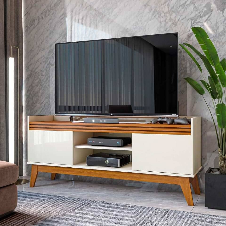 VIA NOSSA - Rack para Tv até 50 Polegadas 2 Portas Ripado Astúrias 136cm