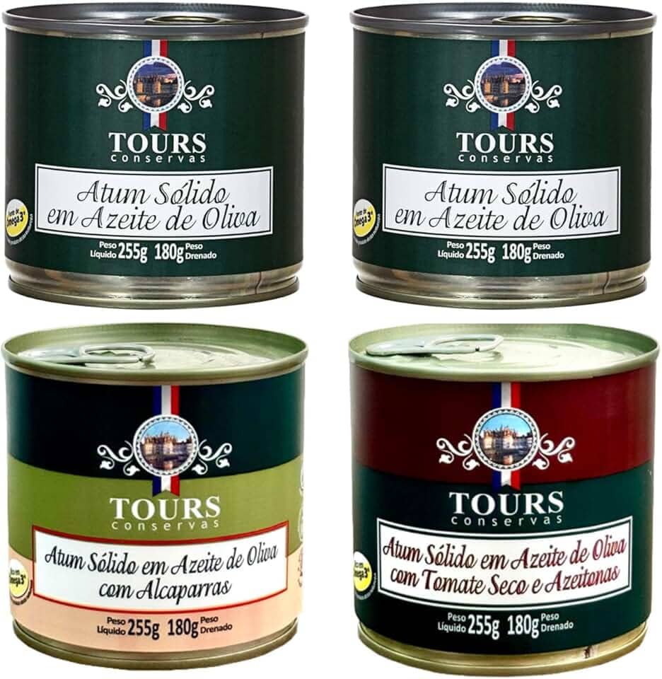Atum em Lata Sólido Tours em Azeite, Tomate Seco e Alcaparras - 4 Un. - 255g cada