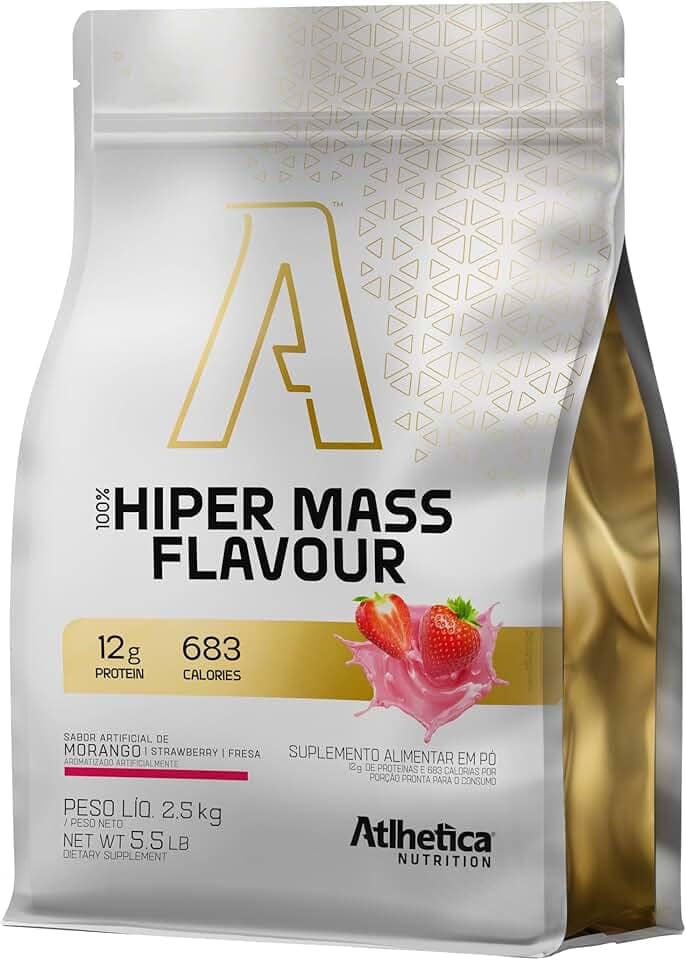 100% Hiper Mass Flavour 2,5Kg Morango, Atlhetica Nutrition