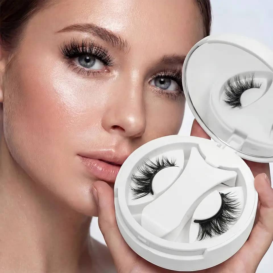 Cílios magnéticos, 1 par de cílios magnéticos reutilizáveis com aplicador, sem necessidade de cola, olho de gato, aparência natural, kit de aglomerados de cílios fácil de usar e remover