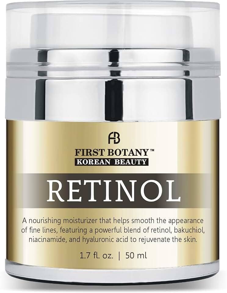 First Botany Creme Facial Hidratante Com Retinol Coreano, E Pescoço Antienvelhecimento Bakuchiol, Ácido Hialurônico Niacinamida, Fabricado Na Coreia, Livre De Crueldade, 50 Ml