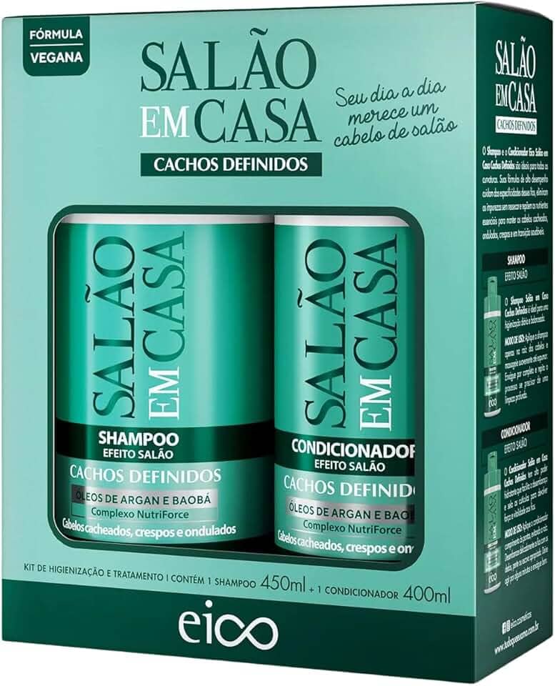 Eico Kit Salão em Casa Cachos Definidos Shampoo 450ml + Condicionador 400ml