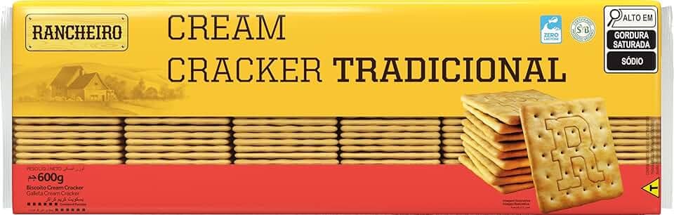 Biscoito Cream Cracker Rancheiro 600g – Crocante, Sabor Tradicional e Vegano