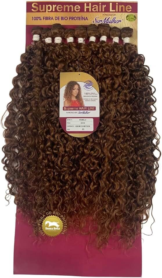 Cabelo Cacheado Fibra de Proteína 330g Ser Mulher Supreme Hair Modelo Pamela 75cm Textura Natural Fibra Bio Vegetal Macia Sem Brilho Resistente ao Calor Sem Embaraços (30 Loiro Escuro)