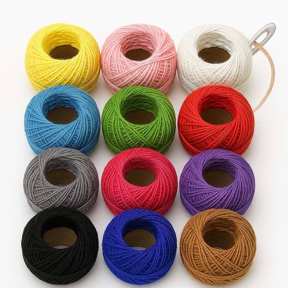 Kit 12 Linhas de Croche Coloridas 100% Algodão Cores Vivas Não Desbotam