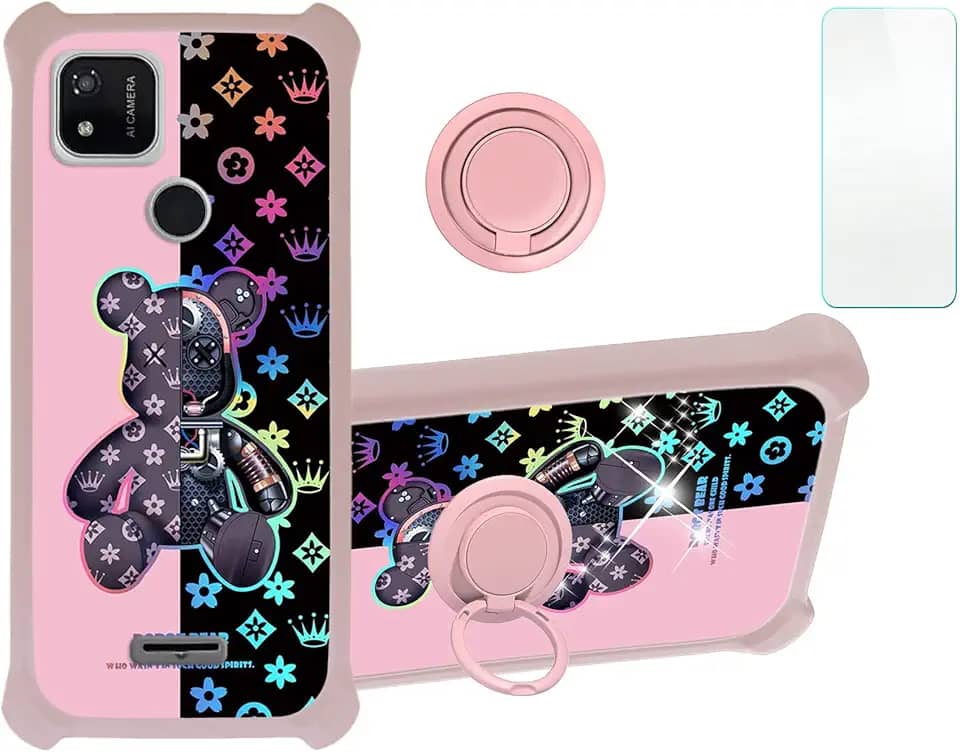 Capa Sense Tw102 compatível com Sense Sp502 capa de telefone [com protetor de tela de vidro temperado][PC rígido + silicone macio][luz refletida colorida] IMDF-JXX