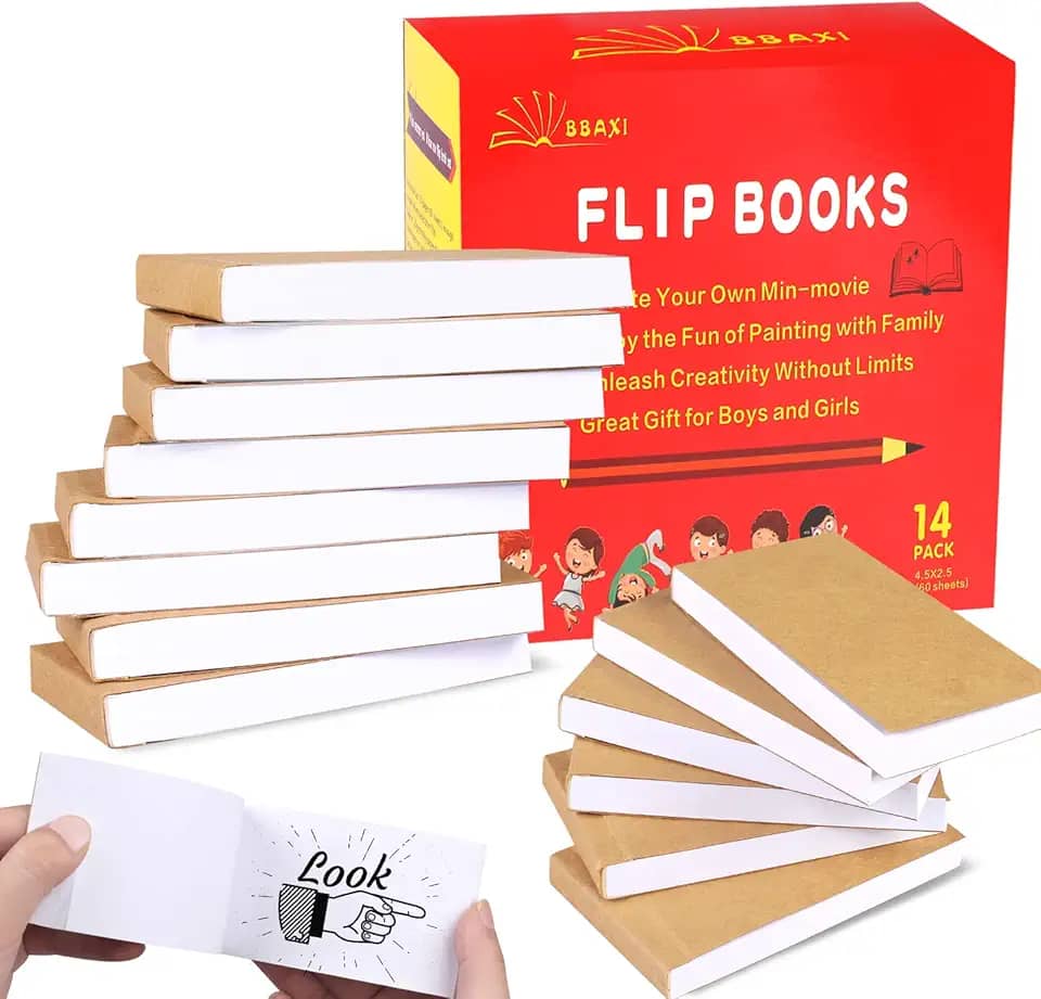 Pacote com 14 Flipbooks em branco, 120 páginas (60 folhas), papel flip book para animação, desenho e criação de desenhos, 120 g/m² papel de desenho sem vazamento e encadernação costurada (11,4 cm x 6,3 cm)