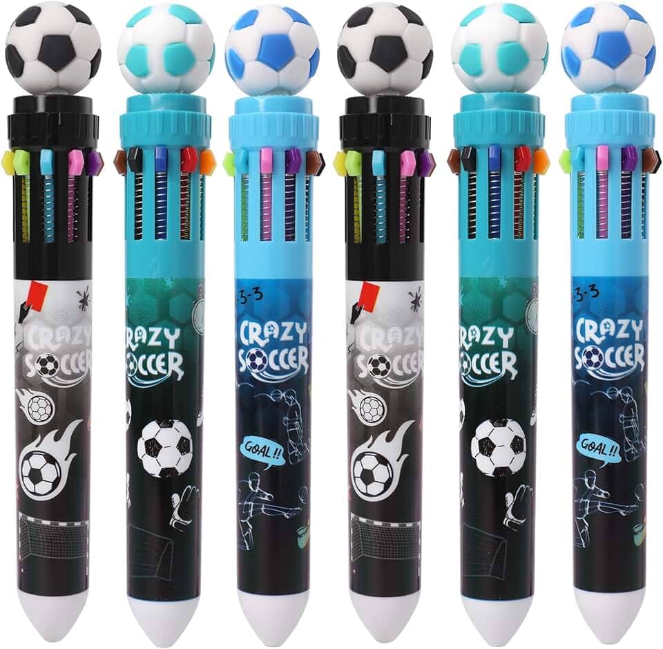 Canetas esferográficas multicoloridas de 0,7 mm, 10 em 1, canetas esferográficas retráteis da Copa do Mundo de futebol para escola, material de escritório, estudantes, crianças, presente de