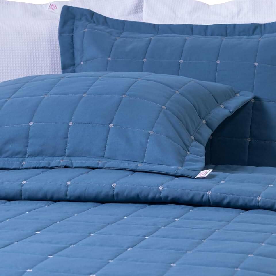 Cobre Leito Valence Hipercal 400 Fios Matelado Toque Percal (Azul Petróleo, Casal Queen)