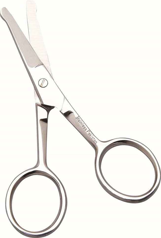 Marco Boni Tesoura Profissional Para Pelos De Bigode E Nariz Ponta Arredondada Aço Inox 1742B 1 Unidade