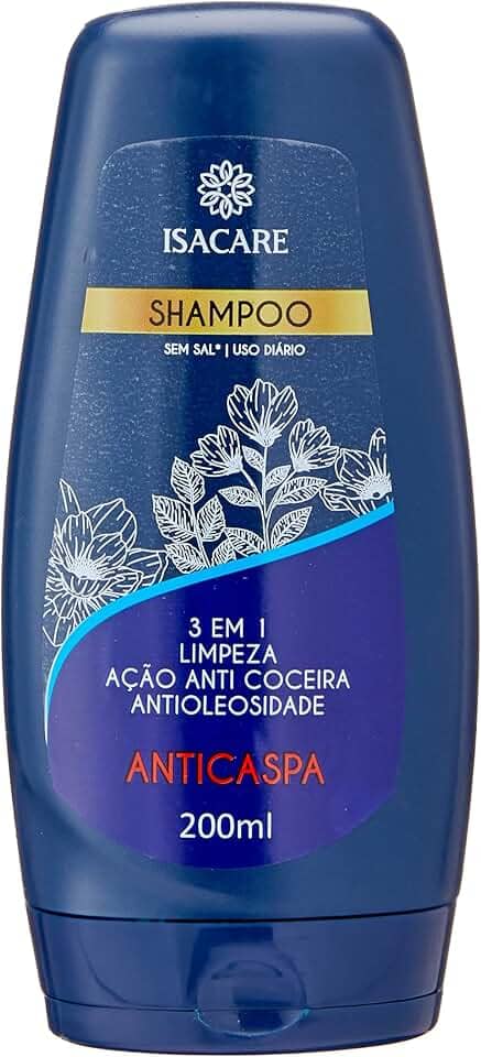 Isacare Shampoo Anticaspa 200ML Anticoceira 3 Em 1 Azul