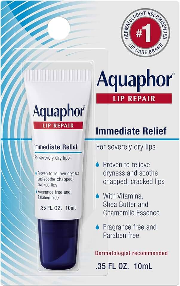 Aquaphor Pomada reparadora labial - Umidade de longa duração para acalmar lábios secos e rachados - Tubo de 1,035 ml