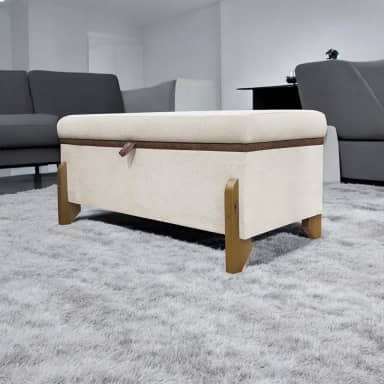 Puff Recamier Baú Para Quarto 100 cm Versallies Boucle Bege