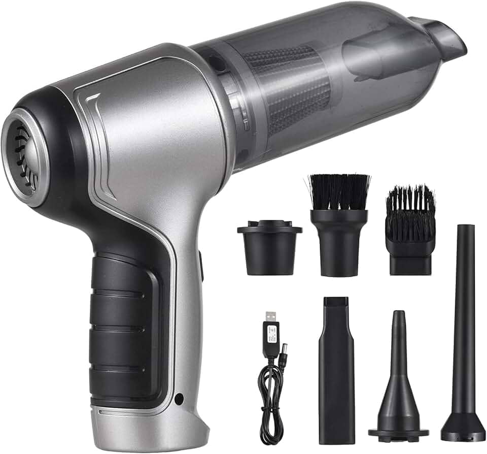 Aspirador de pó portátil para carro portátil sem fio Mini espanador de ar e bomba manual com 19000Pa Sucção forte USB Carregamento para pelos de animais de estimação Limpeza de pó de cascalho