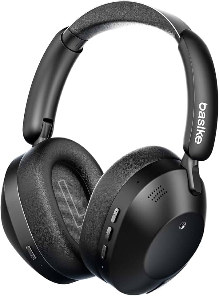 Fone de Ouvido Bluetooth 5.4, Headphone Bluetooth com Microfone, Cancelamento de Ruído Ativo Híbrido (Hybrid ANC), Modo Transparente, Hi-Pure Áudio, 50H de Bateria – Preto